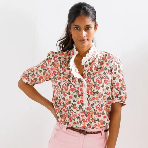 Bluză de muselină cu imprimeu floral