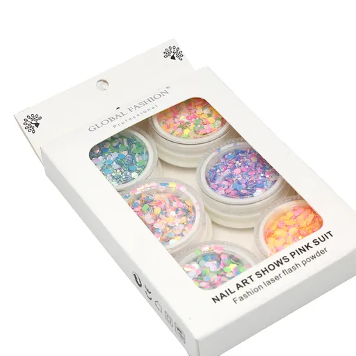 Decor Unghii Global Paiete Hexagon, 6 culori