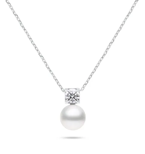 Brilio Silver Colier din argint cu perlă naturală și zirconiu cubic NCL212W