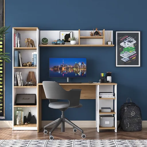 Birou, Hanah Home, HA125, 160x161.8x45 cm, Nuc/Alb