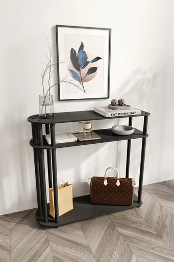 Dulap, Hanah Home, Caprio, 90x30x84 cm, MDF , Negru