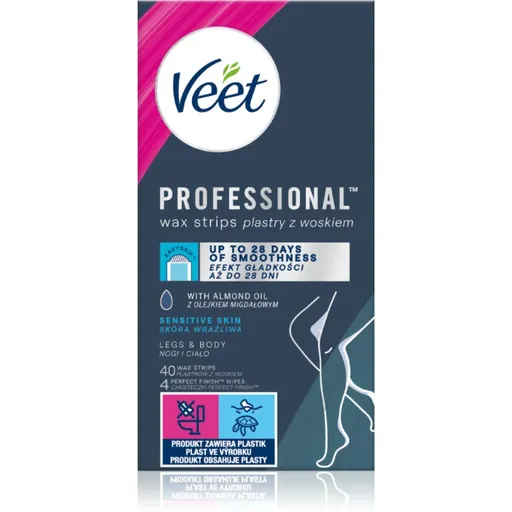 Veet Professional Sensitive Skin benzi depilatoare cu ceara rece pentru piele sensibila 40 buc