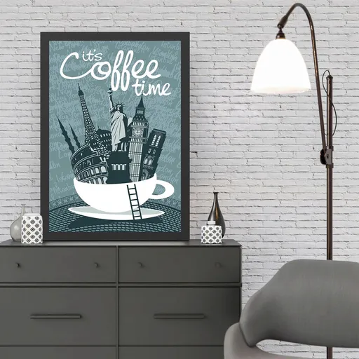 Tablou decorativ, Coffee Time (55 x 75), Polistiren, Multicolor