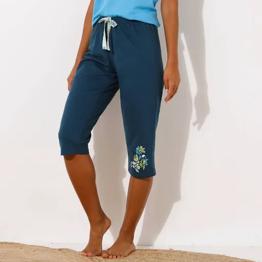 Pantaloni de pijama cu imprimeu petale 3/4