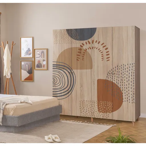 Dulap pentru haine, Hanah Home, Loni 4 -975, 180x192x52 cm, Sonomo