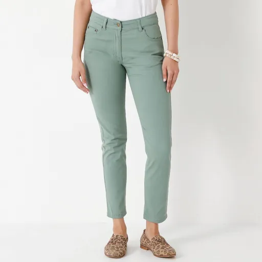 Pantaloni slim 7/8 de culoare uni