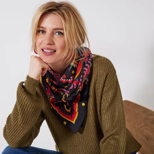 Eșarfă cu imprimeu multicolor, 100 x 100 cm