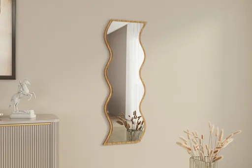 Oglinda decorativa, Hanah Home, Safi, 40x120x2.2 cm, Alb / Natural