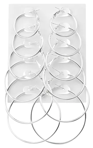 Troli Set de cercei rotunzi moderni Silver (6 perechi)