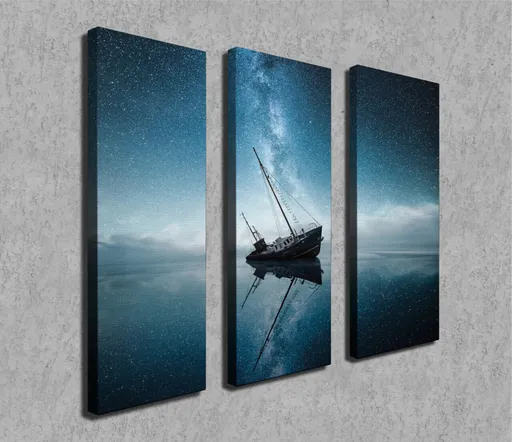 Tablou decorativ, CU04, 20 x 70 cm, 3 piese, Multicolor