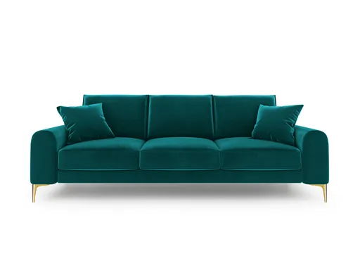 Canapea, Madara, Mazzini Sofas, 3 locuri, gold legs, 222x102x90 cm, catifea, turcoaz