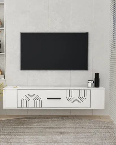 Comoda TV, Hanah Home, Restol 2, 120x33.2x26.4 cm, PAL , Alb