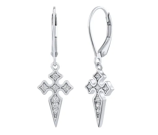 Silvego Cercei argintii Gethel în formă de cruce cu strălucirea Zirconului MW13168E