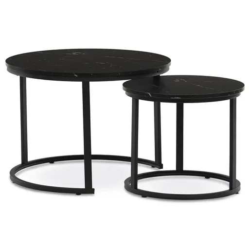 Set de măsuțe de conferință, marmură neagră, 2buc., negru