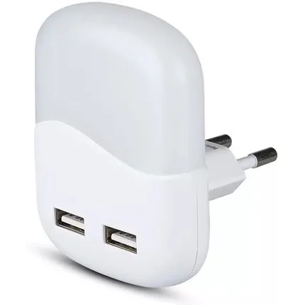 Lampa veghe patrata cu senzor lumina 4000K + 2 USB V-TAC SKU-508