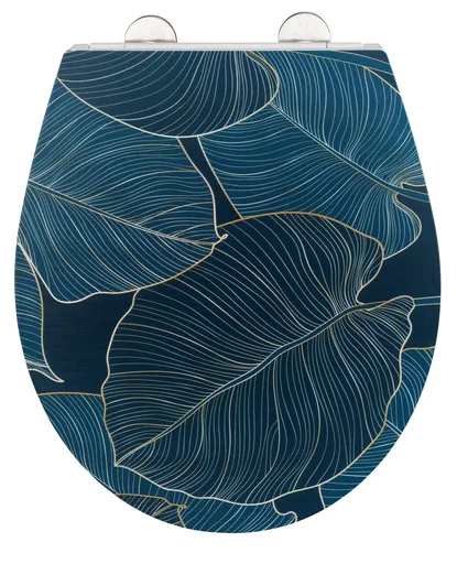 Capac de toaleta cu sistem automat de coborare, Wenko, Easy-Close Big Leaves, 38 x 44.5 cm, duroplast, multicolor