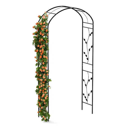 Blumfeldt FloraBelle Arch, Arcadă roz, modele decorative cu frunze, rezistent la intemperii, suport pentru plante cățărătoare.