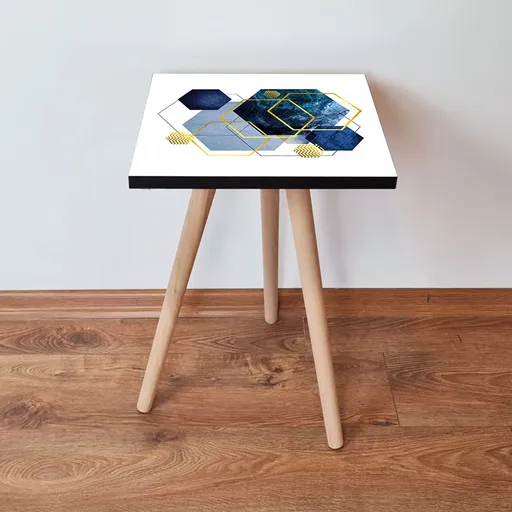 Masuta, Hanah Home, Shp327, 35x42x35 cm, Alb / Bleumarin / Albastru / Auriu