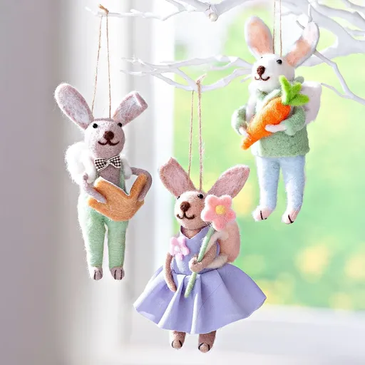 Decorațiuni de Paște Iepurași, set 3 bucăți