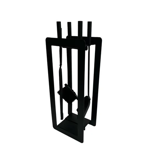Set de unelte pentru șemineu 60 cm, 4 piese, cusuport, negru, metal