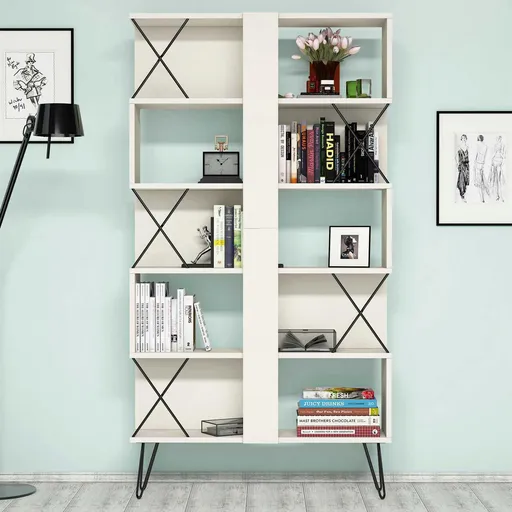 Corp biblioteca, Hanah Home, Extra, 90x167.3x22 cm, Crem