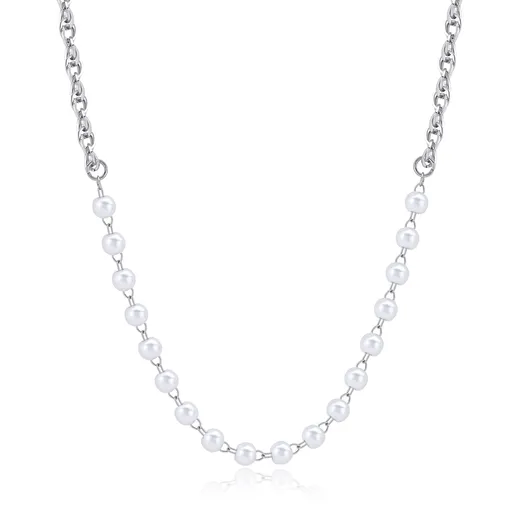 S'Agapõ Colier fermecător din oțel cu perle Chunky SHK63