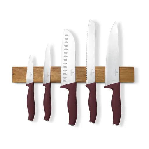 BerlingerHaus Set de cuțite cu suport magnetic din lemn de salcâm Leonardo, 6 piese