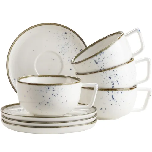 Mäser Set de 8 cești de cafea Pintar White cupuncte albastre, albastru