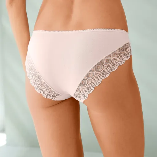 Set de 3 chiloți midi din bumbac elastic și dantelă