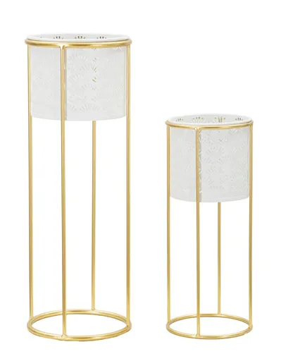 Mauro Ferretti Suport Vaza Alb Set 2 Buc cm Ø 17X46-14X34 | Aosom Romania