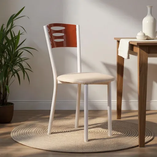 Set scaune 2 piese, Hanah Home, Polo, Metal, Maro/Alb