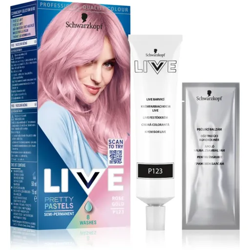 Schwarzkopf LIVE Ultra Brights or Pastel vopsea de păr semipermanentă culoare 123 Rose Gold 1 buc