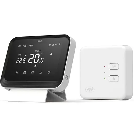 Termostat inteligent PNI CT45 fara fir, cu WiFi, control prin Internet, pentru centrale termice, APP TuyaSmart