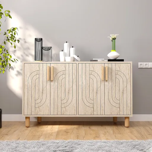 Consola, Hanah Home, Rodney, 120x73.6x29.6 cm, Travertin