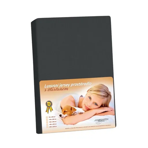 Cearșaf din jersey cu elastan negru, negru, 90 x 200 cm
