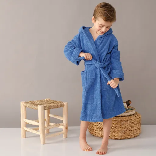 Halat de baie pentru copii cu glugă din țesătură terry de la Colombine