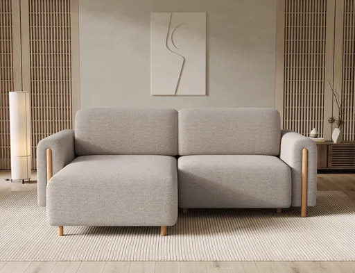 Coltar extensibil stanga 3 locuri ELTAP, LT-O-18ROY, Acossta, 244x154x95 cm, lemn/poliester, bej/natur