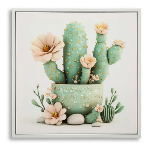 Tablou decorativ Cactus Jar -D, Mauro Ferretti, 40x40 cm, canvas/lemn de pin/plastic, multicolor