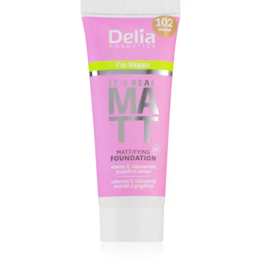 Delia Cosmetics It's Real Matt machiaj cu efect matifiant culoare 102 Natural 30 ml