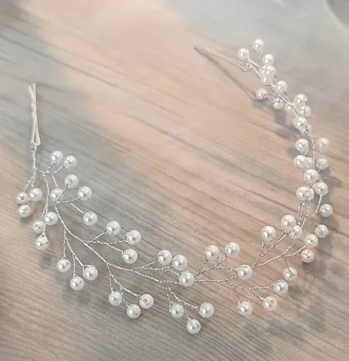 Coronita Mireasa Flexibila cu Perle Albe - 25854381