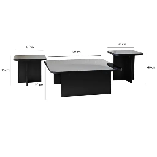 Set masute de cafea, Hanah Home, Jazz, Negru / Fume