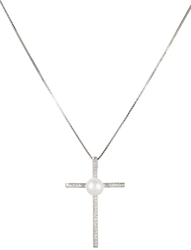 JwL Luxury Pearls Colier din argint Cruce cu perla autentică JL0455 (lanț, pandantiv)