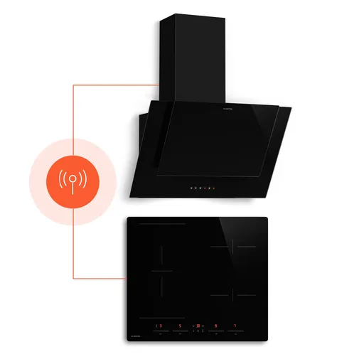 Klarstein Plită cu inducție HaloSync cu hotă integrată | 4 zone de gătit | 8400 W | 632 m³/h | 60 cm