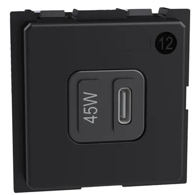 Incarcator USB 2 module tip C 45W Bticino Living Now K4294C, alb, negru, nisip