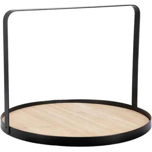 Tavă rotundă din bambus cu mâner metalic EH, 35 cm
