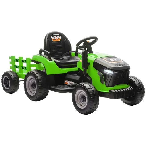 AIYAPLAY Tractor Electric 2 în 1 pentru Copii 3-8 Ani 12V cu Remorcă Detașabilă, Mașină Electrică pentru Copii cu Telecomandă, Centură de Siguranță, M