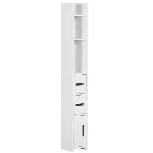 Kleankin Coloana de baie cu rafturi si dulapuri, dulap de baie inalt din lemn care economiseste spatiu, 15x17x120cm, alb | Aosom Romania