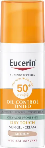 Eucerin Gel crema de protecție tonifiantă și matifiantă SPF 50+ Sun (Oil Control Tinted Sun Gel-Cream) 50 ml Light