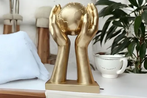 Decoratiune, CY0469, 18x10x34 cm, Poliester, Auriu