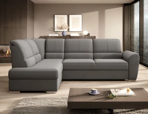 Coltar extensibil stanga 3 locuri ELTAP, LT-04LO, Siber, 270x186x93 cm, lemn/poliester, gri